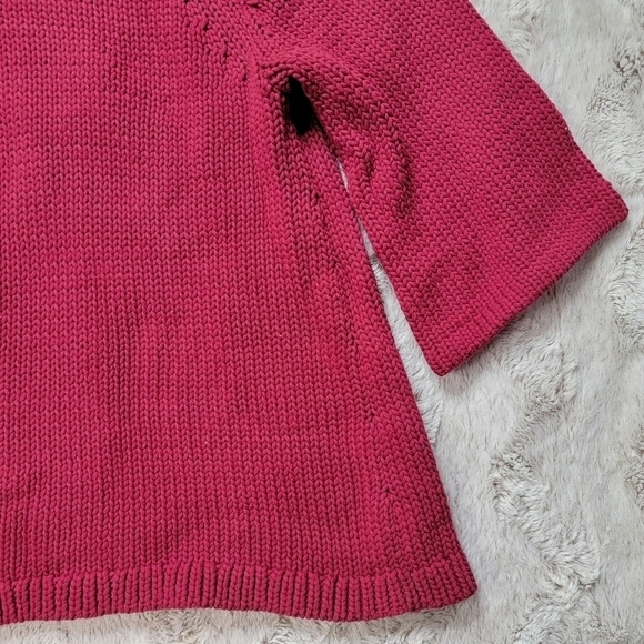 Ann Taylor Loft Fuchsia Pink Half Sleeve Chunky Knit Mock Neck Sweater Sz XS - Picture 8 of 13